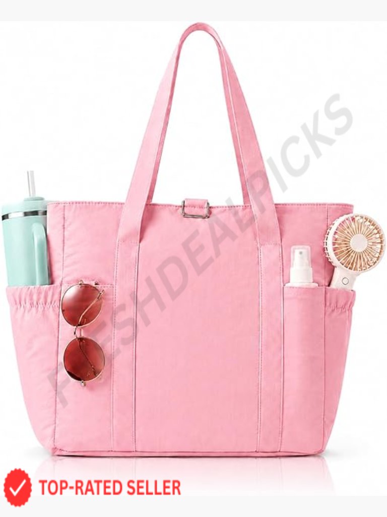 Tote Bag 26l Capacity Travel Work Purse Lightweight Nylon Secure Top Zipper